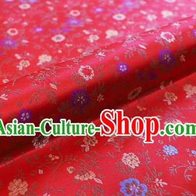 Chinese Traditional Garment Fabric Classical Flowers Pattern Design Red Brocade Cushion Material Drapery