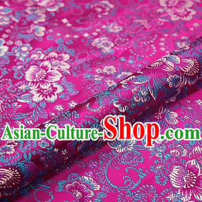 Rosy Brocade Chinese Traditional Garment Fabric Classical Peony Pattern Design Satin Cushion Material Drapery
