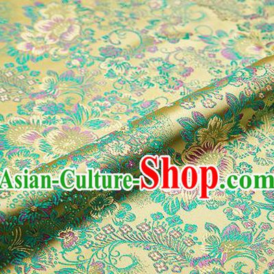 Light Golden Brocade Chinese Traditional Garment Fabric Classical Peony Pattern Design Satin Cushion Material Drapery