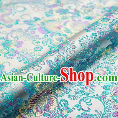 White Brocade Chinese Traditional Garment Fabric Classical Peony Pattern Design Satin Cushion Material Drapery