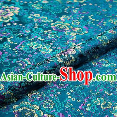 Peacock Green Brocade Chinese Traditional Garment Fabric Classical Peony Pattern Design Satin Cushion Material Drapery