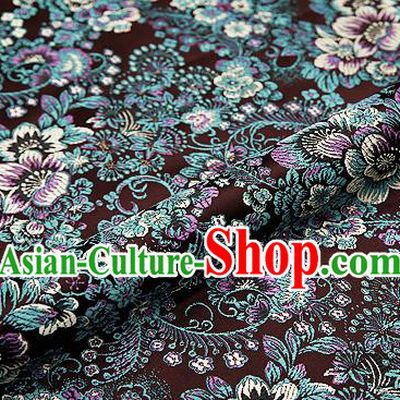 Brown Brocade Chinese Traditional Garment Fabric Classical Peony Pattern Design Satin Cushion Material Drapery