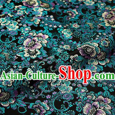 Black Brocade Chinese Traditional Garment Fabric Classical Peony Pattern Design Satin Cushion Material Drapery