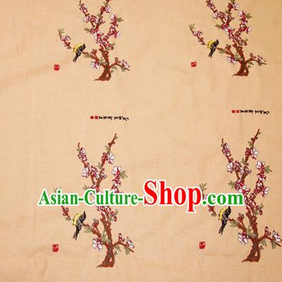 Embroidery Peach Blossom Brocade Chinese Traditional Garment Fabric Satin Cushion Material Drapery