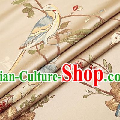 Embroidery Birds Brocade Chinese Traditional Garment Fabric Satin Cushion Material Drapery