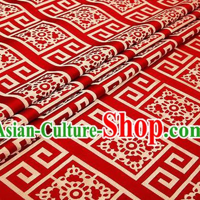 Top Grade Red Brocade Chinese Traditional Garment Fabric Cushion Satin Material Drapery