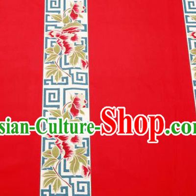 Top Grade Classical Peony Pattern Red Brocade Chinese Traditional Garment Fabric Cushion Satin Material Drapery