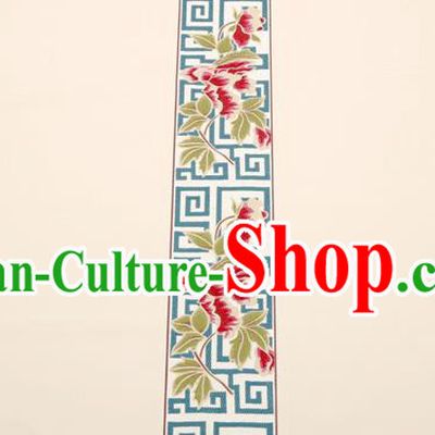 Top Grade Classical Peony Pattern Beige Brocade Chinese Traditional Garment Fabric Cushion Satin Material Drapery