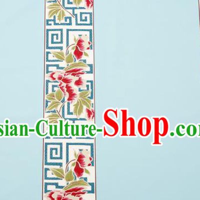Top Grade Classical Peony Pattern Light Blue Brocade Chinese Traditional Garment Fabric Cushion Satin Material Drapery