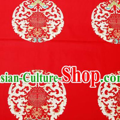 Top Grade Classical Dragons Pattern Red Brocade Chinese Traditional Garment Fabric Cushion Satin Material Drapery