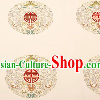 Top Grade Classical Dragons Pattern White Brocade Chinese Traditional Garment Fabric Cushion Satin Material Drapery