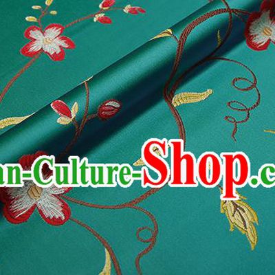 Top Grade Classical Cirrus Flowers Pattern Green Brocade Chinese Traditional Garment Fabric Cushion Satin Material Drapery