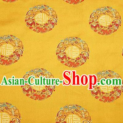 Top Grade Classical Fu Character Pattern Yellow Brocade Chinese Traditional Garment Fabric Qipao Satin Material Drapery