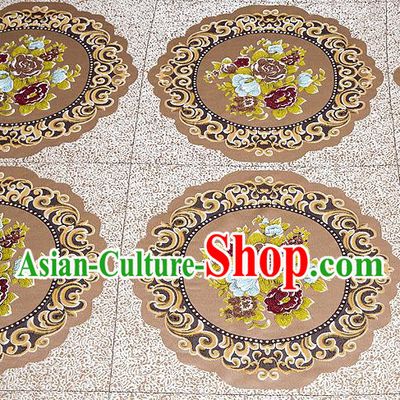 Top Grade Classical Flowers Pattern Brown Brocade Chinese Traditional Garment Fabric Cushion Satin Material Drapery