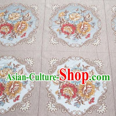 Top Grade Classical Flowers Pattern Grey Brocade Chinese Traditional Garment Fabric Cushion Satin Material Drapery