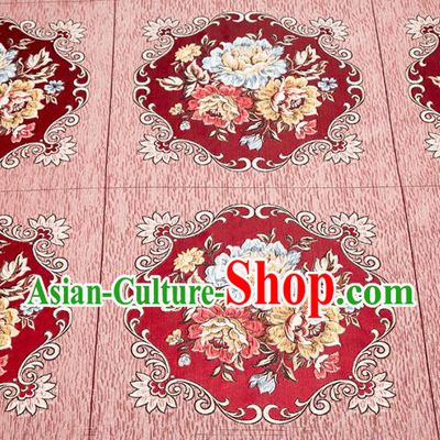 Top Grade Classical Flowers Pattern Wine Red Brocade Chinese Traditional Garment Fabric Cushion Satin Material Drapery