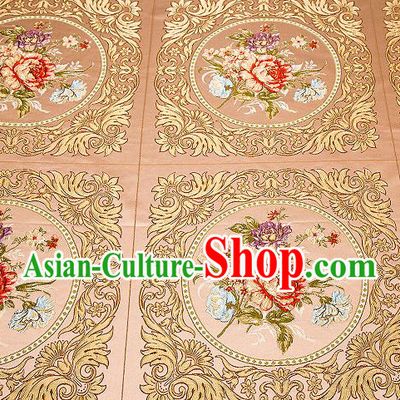 Top Grade Classical Peony Flowers Pattern Bronze Brocade Chinese Traditional Garment Fabric Cushion Satin Material Drapery