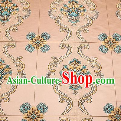 Top Grade Classical Flowers Pattern Bronze Brocade Chinese Traditional Garment Fabric Cushion Satin Material Drapery