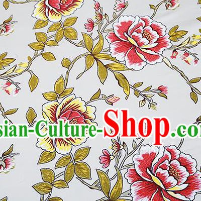 Top Grade Classical Peony Pattern Blue Brocade Chinese Traditional Garment Fabric Cushion Satin Material Drapery