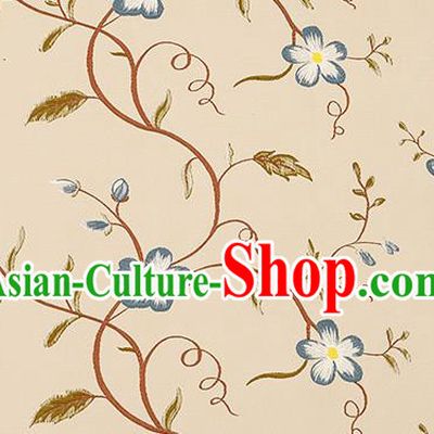 Top Grade Classical Blue Cirrus Flowers Pattern Brocade Chinese Traditional Garment Fabric Cushion Satin Material Drapery