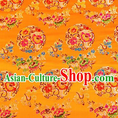 Top Grade Classical Pattern Yellow Nanjing Brocade Chinese Traditional Garment Fabric Tang Suit Satin Material Drapery