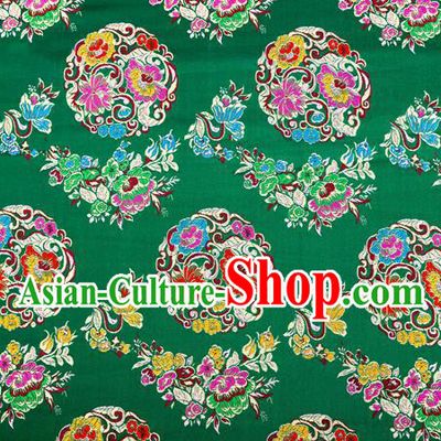 Top Grade Classical Pattern Green Nanjing Brocade Chinese Traditional Garment Fabric Tang Suit Satin Material Drapery