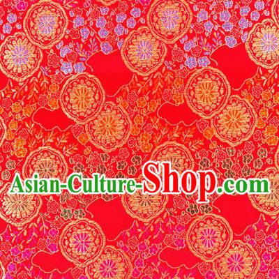 Top Grade Classical Copper Flower Pattern Red Nanjing Brocade Chinese Traditional Garment Fabric Tang Suit Satin Material Drapery