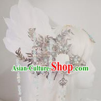 Chinese Ancient Handmade Hair Accessories Traditional Hanfu Feather Headwear for Women
