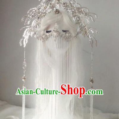 Chinese Ancient Swordswoman Handmade Hair Accessories Princess Phoenix Coronet Hairpins Headwear for Women