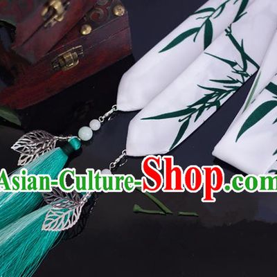 Top Grade Chinese Handmade White Silk Headband Ancient Hanfu Hair Accessories for Women