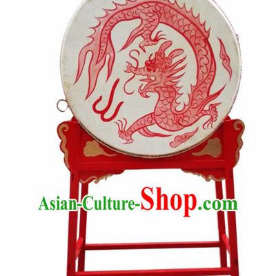 Chinese Traditional Lion Dance Drums Folk Dance Tupan Printing Dragon Cowhide Drum