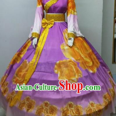 Top Grade Halloween Costumes Chinese Stage Performance Cosplay Purple Full Dress for Women