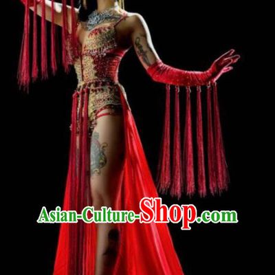 Top Grade Halloween Costumes Stage Performance Red Swimsuit Sexy Clothing for Women
