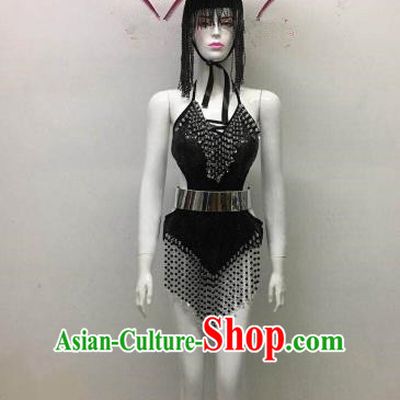 Top Grade Halloween Costumes Stage Performance Black Swimsuit for Women