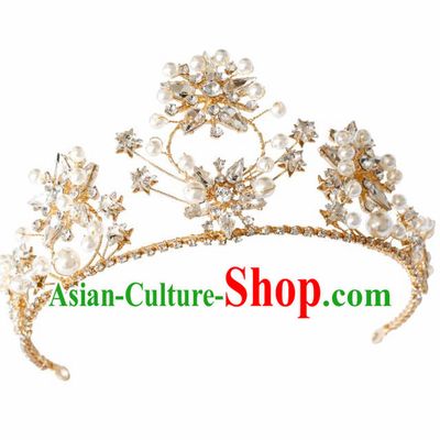 Top Grade Handmade Bride Royal Crown Baroque Princess Hair Accessories for Women