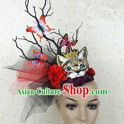 Chinese Traditional Handmade Hair Accessories Halloween Butterfly Headwear for Women