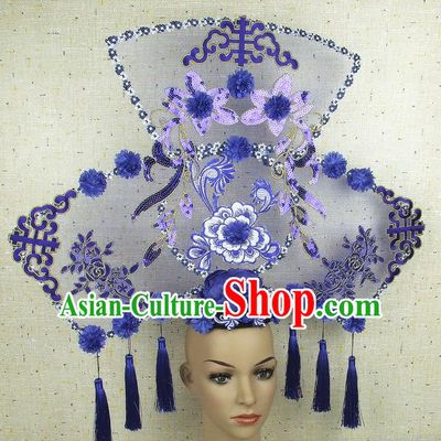 Top Grade Chinese Handmade Embroidery Peony Tassel Headdress Traditional Hair Accessories for Women