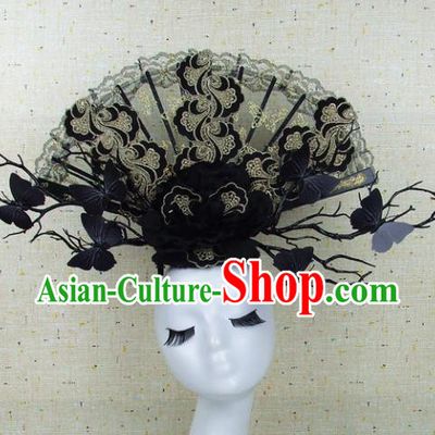 Top Grade Handmade Chinese Black Butterfly Palace Hair Clasp Traditional Hair Accessories Headdress for Women