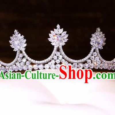 Top Grade Handmade Bride Baroque Zircon Royal Crown Princess Hair Accessories for Women