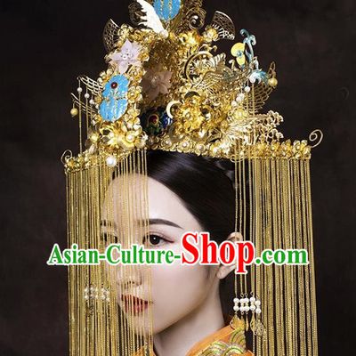 Chinese Traditional Wedding Phoenix Coronet Ancient Bride Handmade Hair Accessories for Women