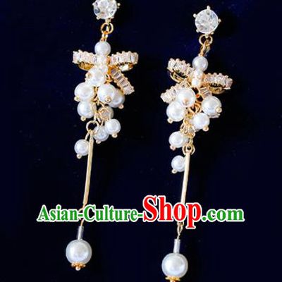 Top Grade Handmade Baroque Crystal Bowknot Earrings Bride Jewelry Accessories for Women