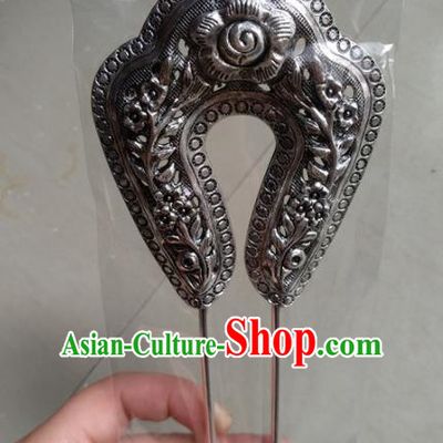 Chinese Ethnic Folk Dance Hair Accessories Traditional Dai Nationality Carving Flowers Hairpins for Women