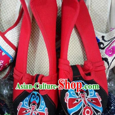 Chinese Traditional Handmade Embroidered Shoes Red Cloth Shoes for Women