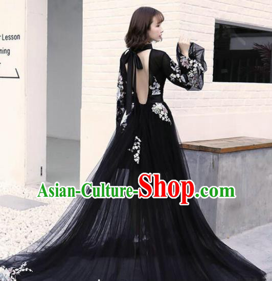 Top Grade Catwalks Costume Black Veil Full Dress for Women Top Grade Catwalks Costume Black Veil Full Dress for Women