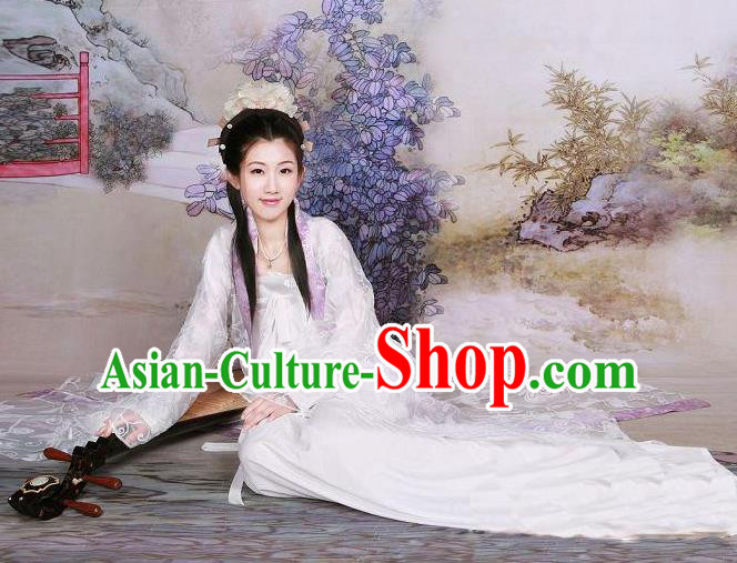 Chinese Ancient Royal Princess Costumes Traditional Tang Dynasty White Hanfu Dress for Women Chinese Ancient Royal Princess Costumes Traditional Tang Dynasty White Hanfu Dress for Women