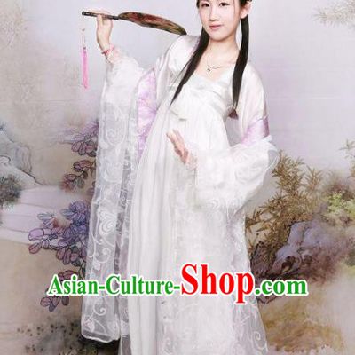 Chinese Ancient Royal Princess Costumes Traditional Tang Dynasty White Hanfu Dress for Women