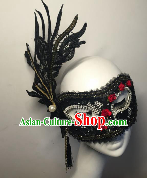 Halloween Exaggerated Accessories Catwalks Black Lace Masks for Women Halloween Exaggerated Accessories Catwalks Black Lace Masks for Women