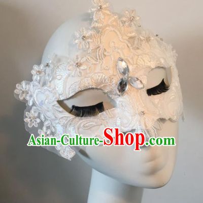 Halloween Exaggerated Accessories Catwalks White Lace Masks for Women