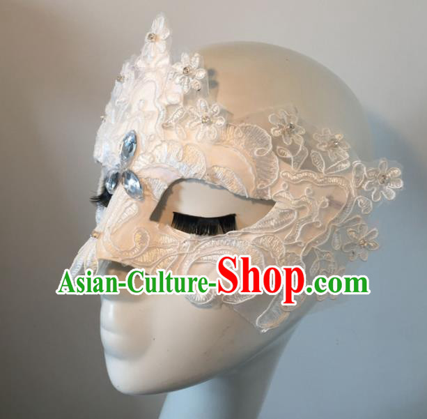 Halloween Exaggerated Accessories Catwalks White Lace Masks for Women Halloween Exaggerated Accessories Catwalks White Lace Masks for Women