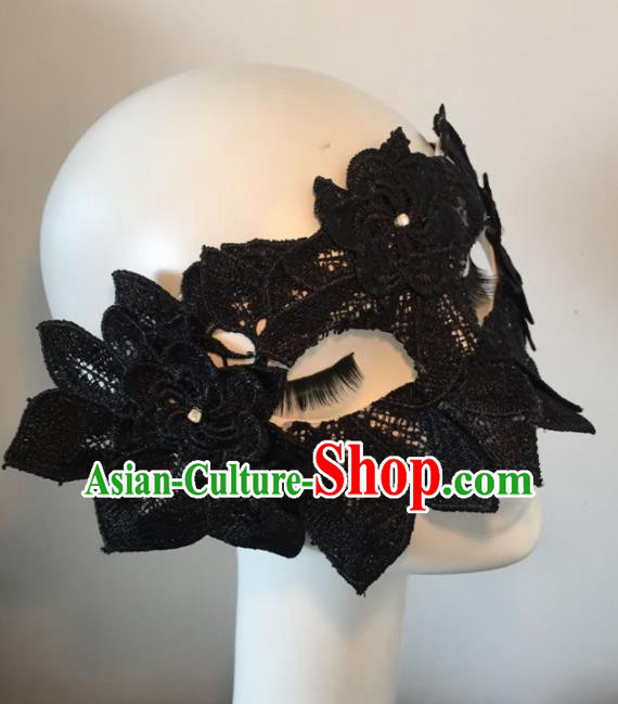 Halloween Exaggerated Accessories Catwalks Black Lace Leaf Masks for Women Halloween Exaggerated Accessories Catwalks Black Lace Leaf Masks for Women
